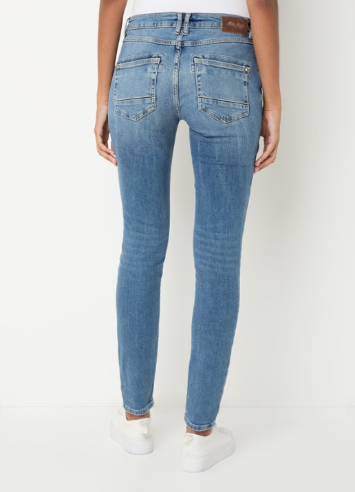 Mos Mosh MMNaomi Mateos mid waist skinny jeans met medium wassing - achterkant indigo