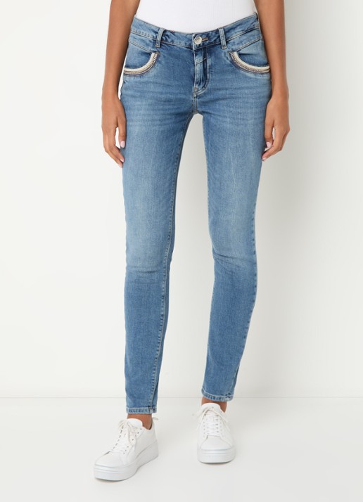 Mos Mosh MMNaomi Mateos mid waist skinny jeans met medium wassing
