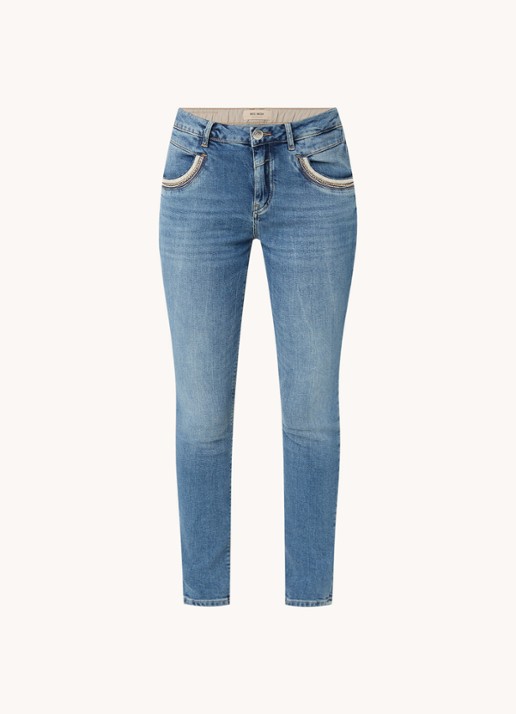 Mos Mosh MMNaomi Mateos mid waist skinny jeans met medium wassing - voorkant 3 indigo