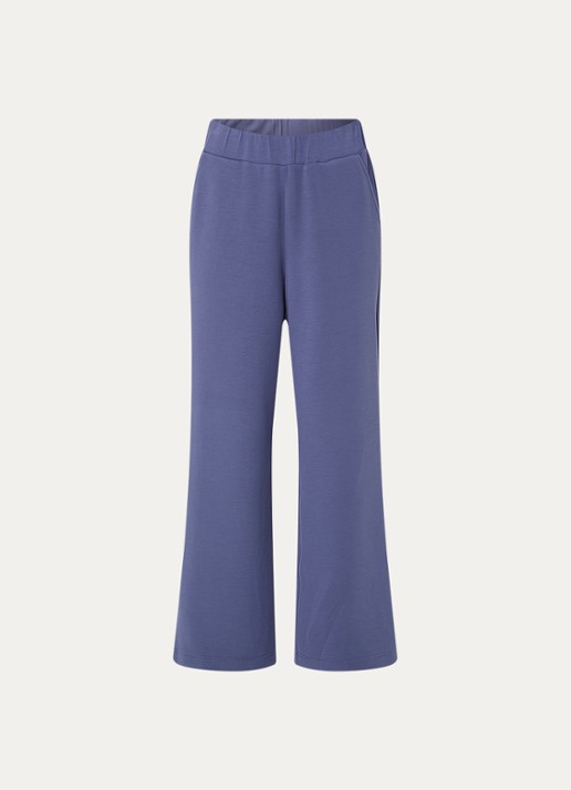 Mos Mosh MMNima high waist wide fit joggingbroek met steekzakken - voorkant 3 staalblauw