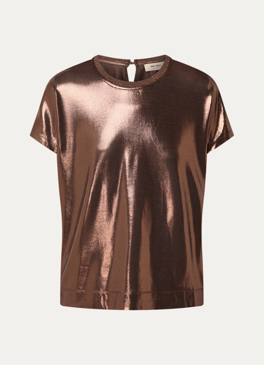 Mos Mosh MMNivola top met metallic finish - voorkant cognac