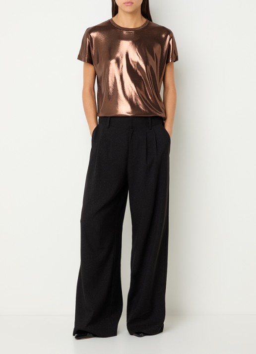 Mos Mosh MMNivola top met metallic finish - voorkant 2 cognac