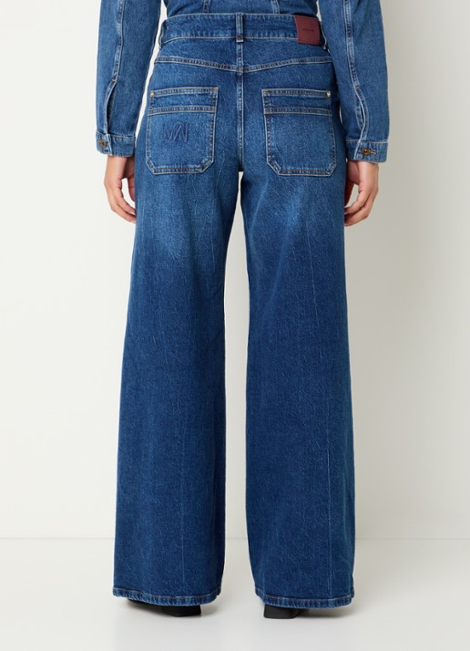 Mos Mosh MMNorlan Olesen high waist wide leg jeans met donkere wassing - achterkant indigo