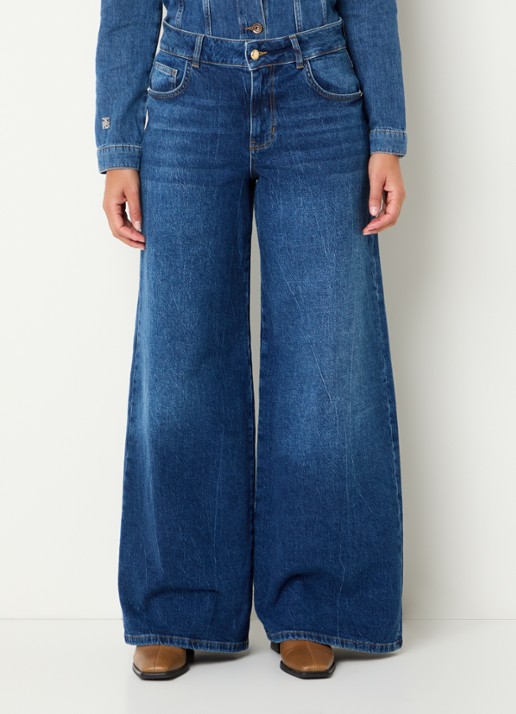 Mos Mosh MMNorlan Olesen high waist wide leg jeans met donkere wassing