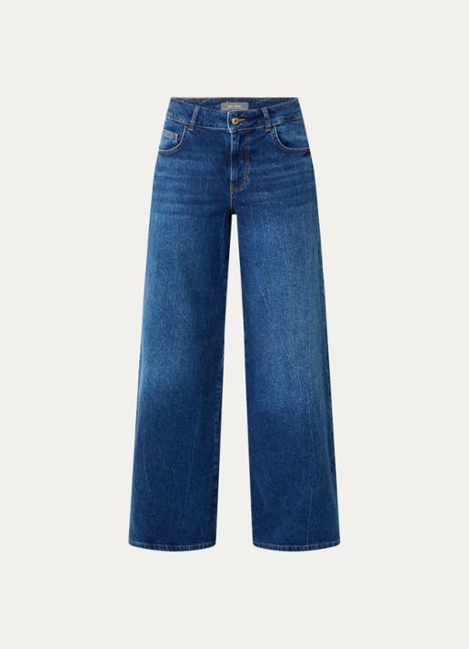 Mos Mosh MMNorlan Olesen high waist wide leg jeans met donkere wassing - voorkant 4 indigo