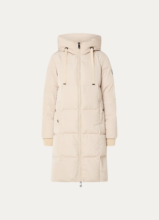 Mos Mosh MMNova longline puffer jas met steekzakken - voorkant 2 creme