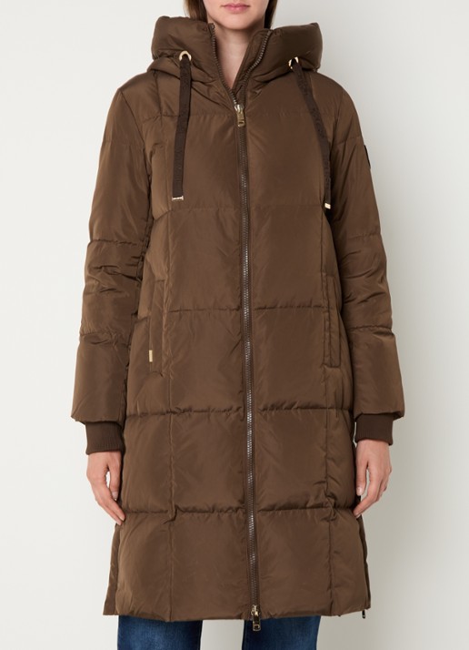 Mos Mosh MMNova longline puffer jas met steekzakken - detail 4 donkerbruin
