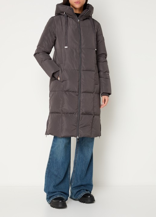 Mos Mosh MMNova longline puffer jas met steekzakken - detail 4 antraciet