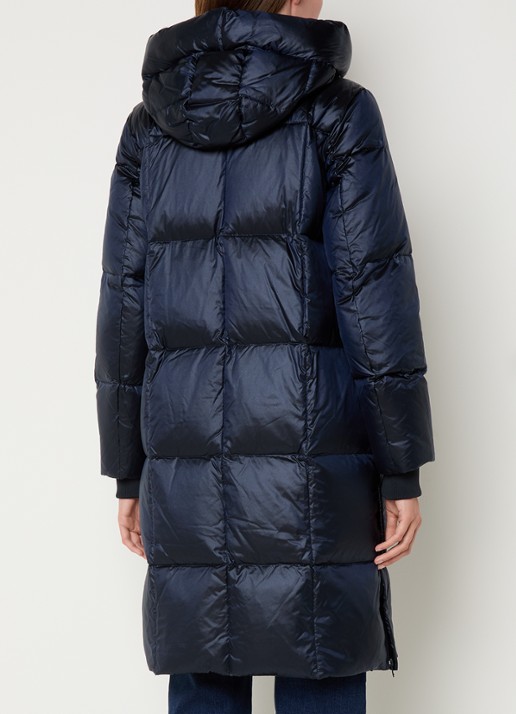 Mos Mosh MMNova longline puffer jas met steekzakken - achterkant donkerblauw