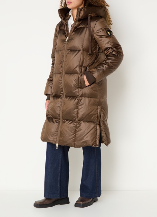 Mos Mosh MMNova longline puffer jas met steekzakken - detail 4 bruin
