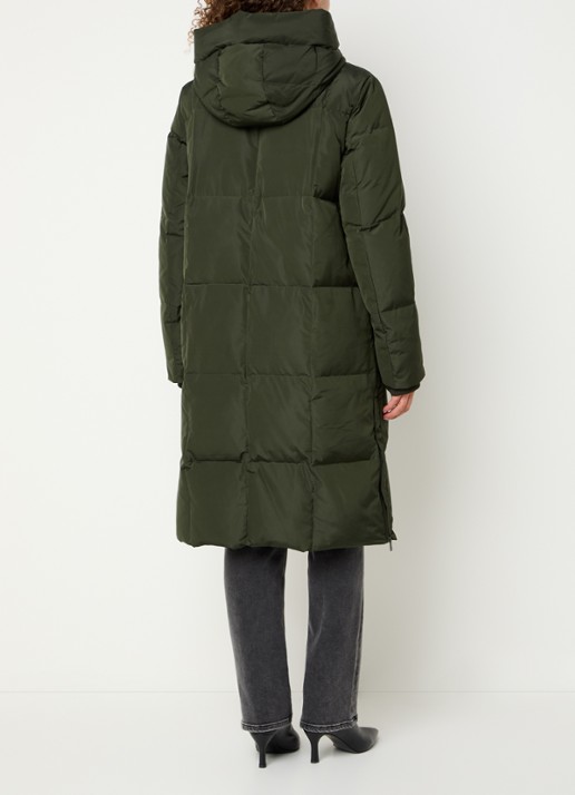 Mos Mosh MMNova longline puffer jas met steekzakken - achterkant 3 legergroen