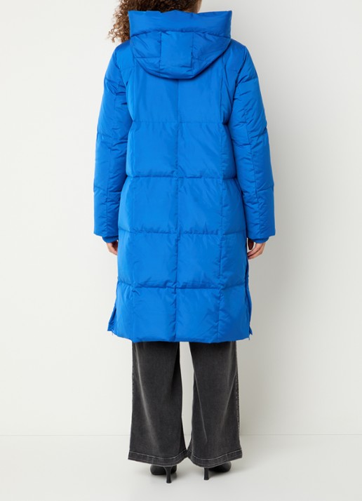 Mos Mosh MMNova longline puffer jas met steekzakken - achterkant kobaltblauw