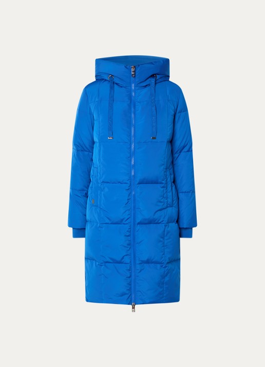 Mos Mosh MMNova longline puffer jas met steekzakken - voorkant 3 kobaltblauw