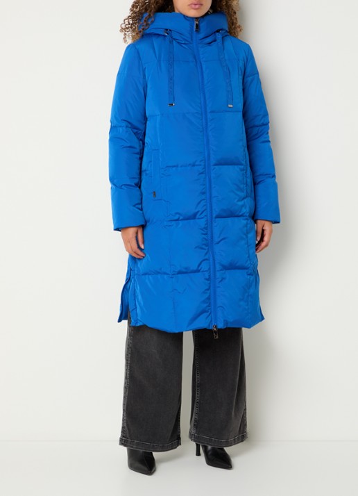 Mos Mosh MMNova longline puffer jas met steekzakken - voorkant 4 kobaltblauw