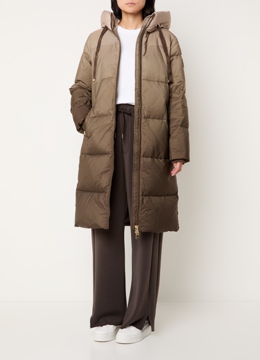 Mos Mosh MMNova puffer jas van donsvulling met capuchon en dip-dye dessin - voorkant 2 beige