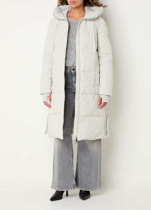 Mos Mosh MMNova Terma puffer jas met capuchon - voorkant 2 lichtgrijs