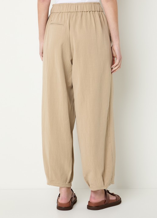 Mos Mosh MMNuello mid waist balloon fit broek met steekzakken - achterkant zand