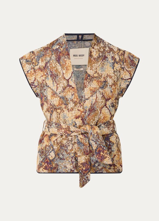 Mos Mosh MMOz gilet met strikceintuur - voorkant beige