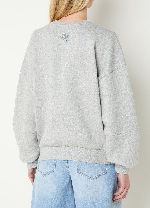 Mos Mosh MMRafia sweater met logoprint - achterkant 4 lichtgrijs