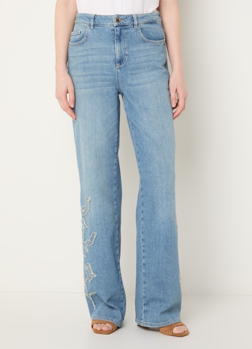 Mos Mosh MMRelee high waist straight leg jeans met bloemborduring