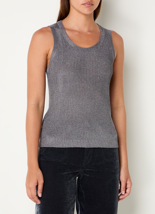 Mos Mosh MMRelena tanktop met lurex - detail grijs