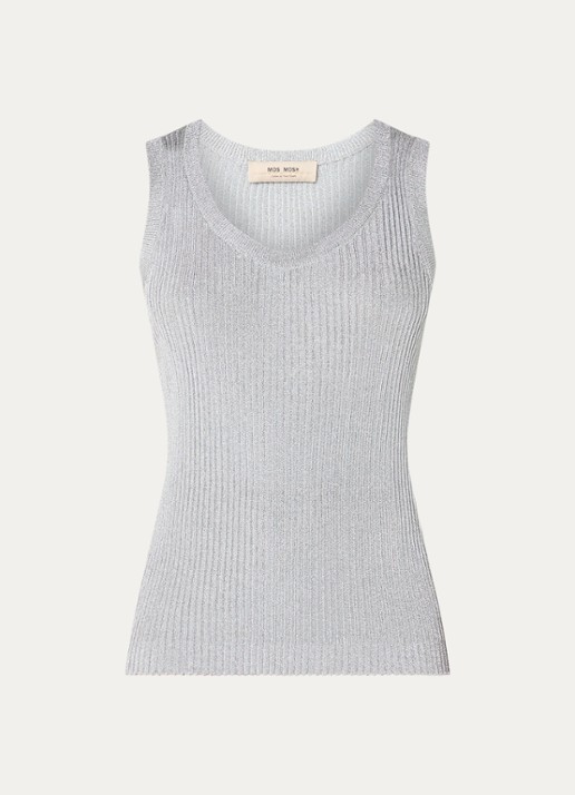 Mos Mosh MMRelena tanktop met lurex - voorkant zilver