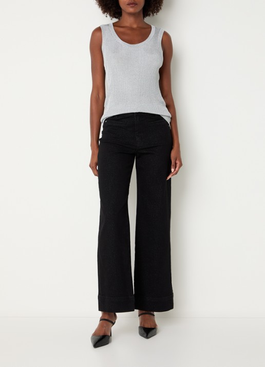 Mos Mosh MMRelena tanktop met lurex - voorkant 2 zilver