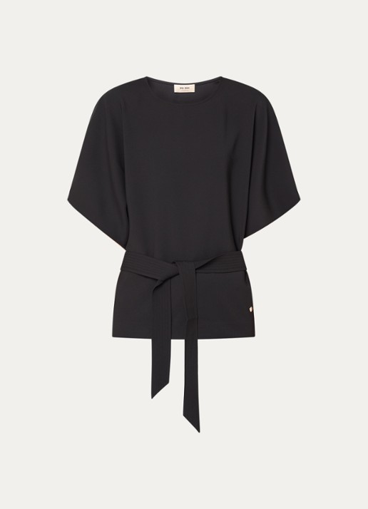 Mos Mosh MMRikala Miley top met strikceintuur - voorkant 3 zwart