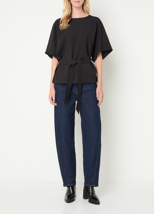 Mos Mosh MMRikala Miley top met strikceintuur - voorkant 4 zwart