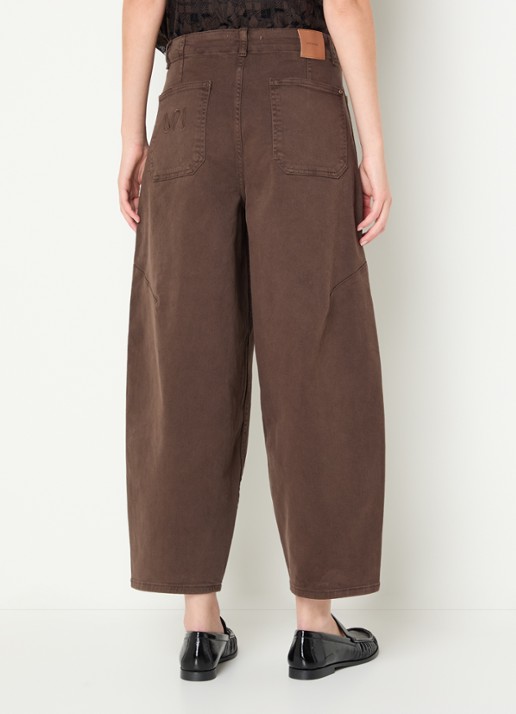 Mos Mosh MMRosy Via high waist cropped balloon fit jeans met gekleurde wassing - achterkant bruin