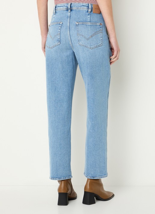 Mos Mosh MMSandie Ray high waist straight leg cropped jeans met lichte wassing - achterkant indigo
