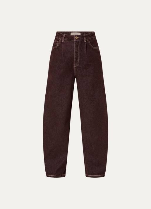 Mos Mosh MMScottie Marble high waist wide leg jeans met gekleurde wassing - voorkant bordeauxrood