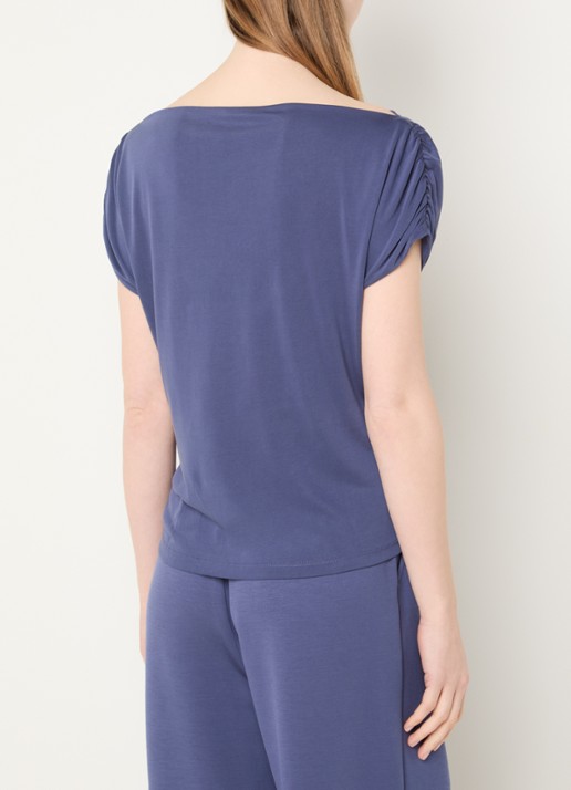 Mos Mosh MMShima top met boothals - achterkant 4 staalblauw