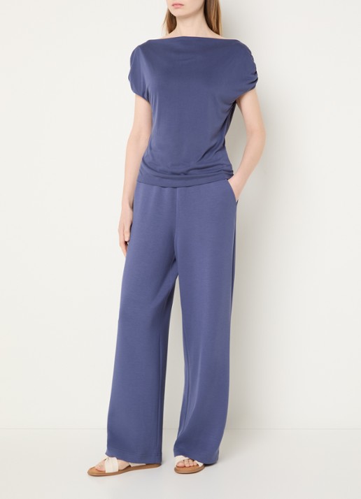 Mos Mosh MMShima top met boothals - voorkant 2 staalblauw