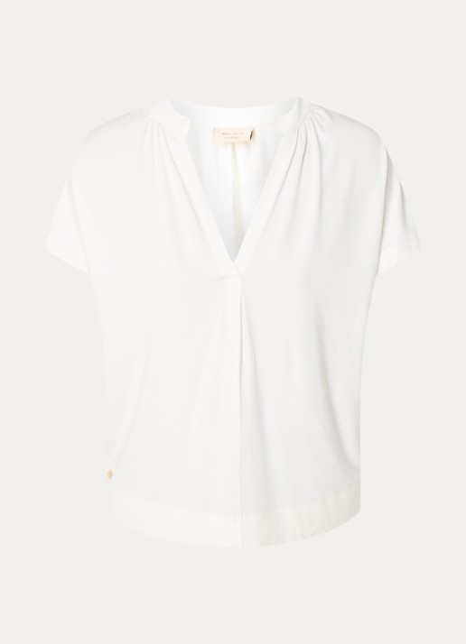 Mos Mosh MMShira T-shirt met V-hals - voorkant 2 gebroken wit