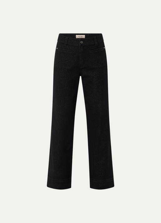 Mos Mosh MMSoey high waist wide leg jeans met lurex - voorkant zwart