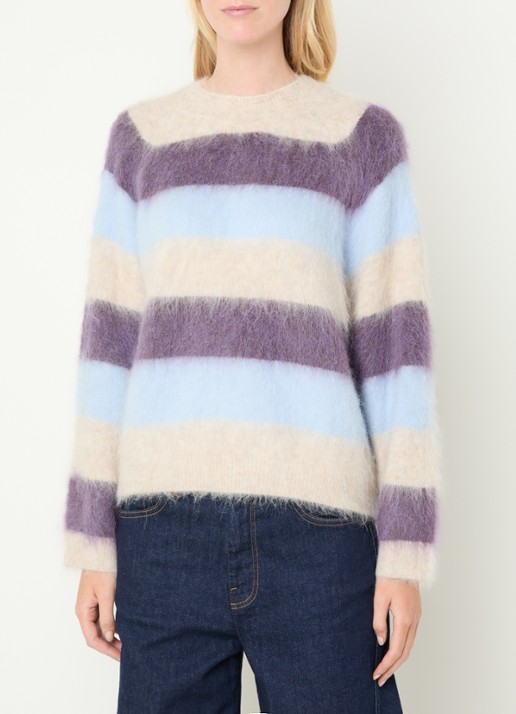 Mos Mosh MMSuvi grofgebreide trui in alpaca wolblend met streepprint