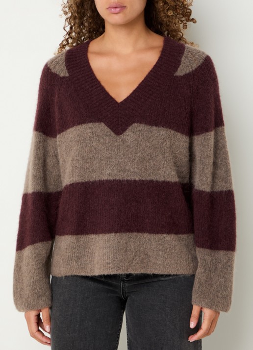 Mos Mosh MMTaci grofgebreide trui in alpaca wolblend met streepprint