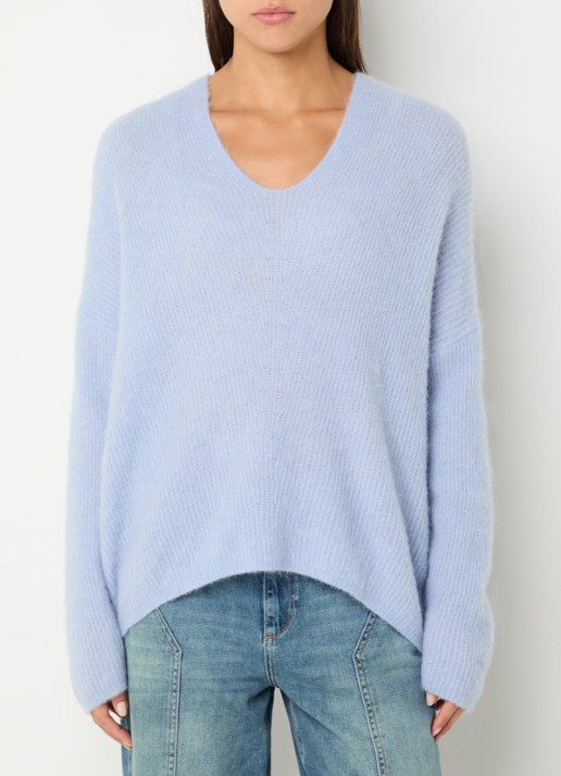 Mos Mosh MMThora fijngebreide pullover in alpaca wolblend met V-hals