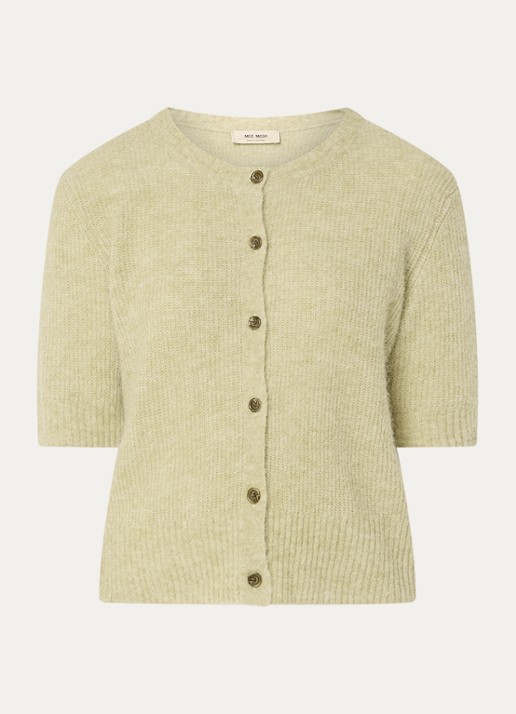 Mos Mosh MMThora grofgebreid vest in alpaca wolblend - voorkant 3 lindegroen