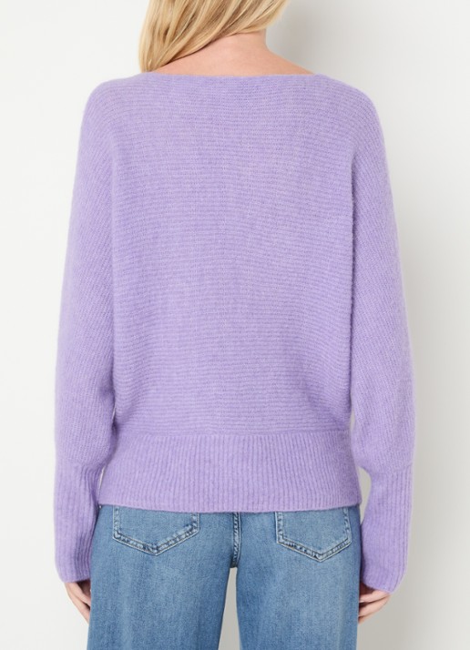 Mos Mosh MMThora grofgebreide trui in alpaca wolblend met boothals - achterkant 4 violet