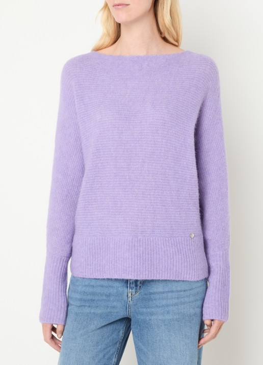 Mos Mosh MMThora grofgebreide trui in alpaca wolblend met boothals