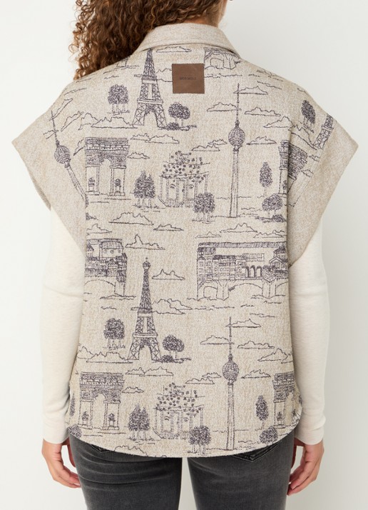 Mos Mosh MMVersa Tale gilet met jacquard dessin - achterkant 4 zand