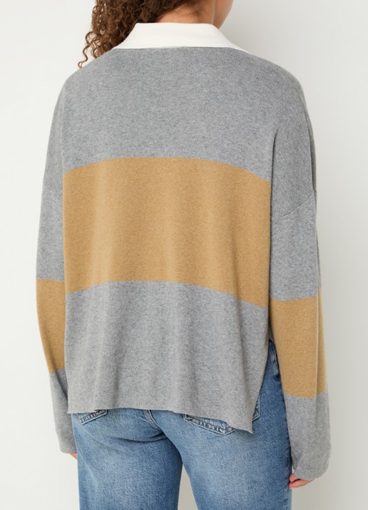 Mos Mosh MMWylie Tani fijngebeide pullover in kasjmierblend - achterkant 4 camel