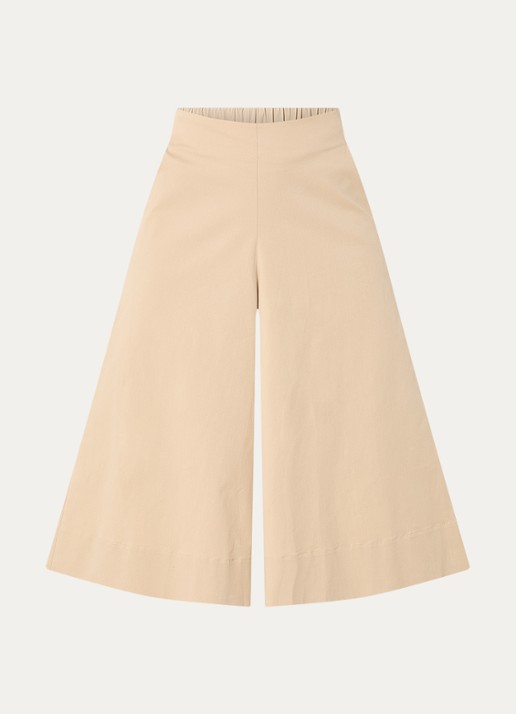 Mos Mosh MMZuri Tenca high waist wide fit culotte met steekzakken - voorkant 3 beige