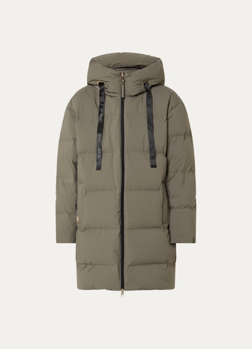 Mos Mosh Puffer jack met donsvulling en steekzakken - voorkant olijfgroen