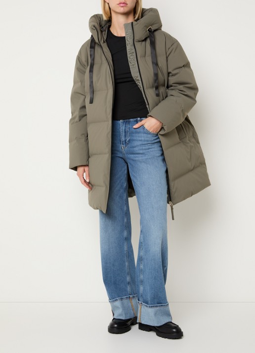 Mos Mosh Puffer jack met donsvulling en steekzakken - voorkant 2 olijfgroen