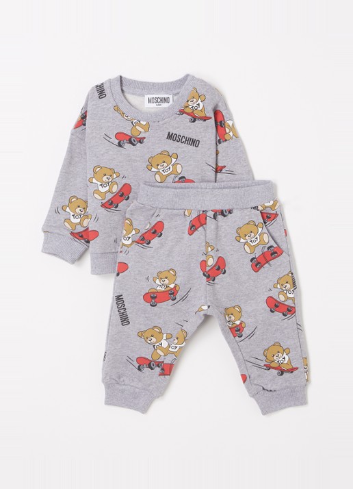Moschino Babyset met sweater en joggingbroek 2-delig - voorkant 2 middengrijs