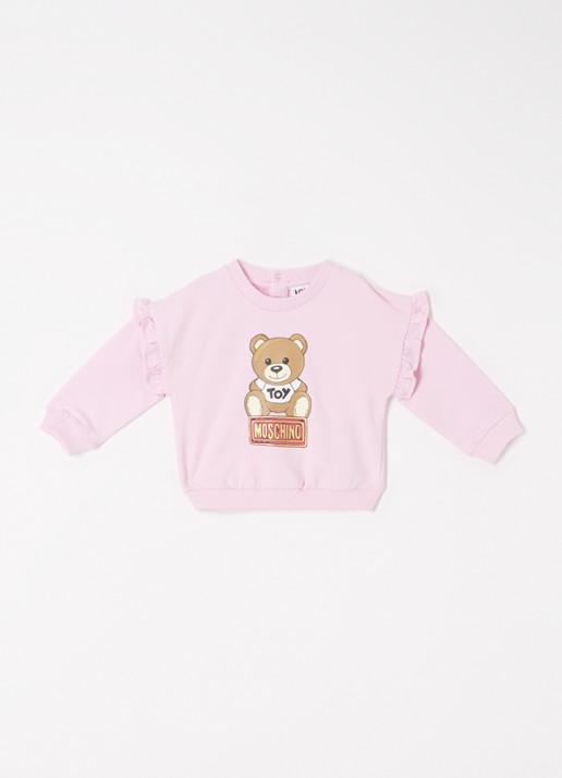 Moschino Babyset met sweater en joggingbroek 2-delig - voorkant zalmroze