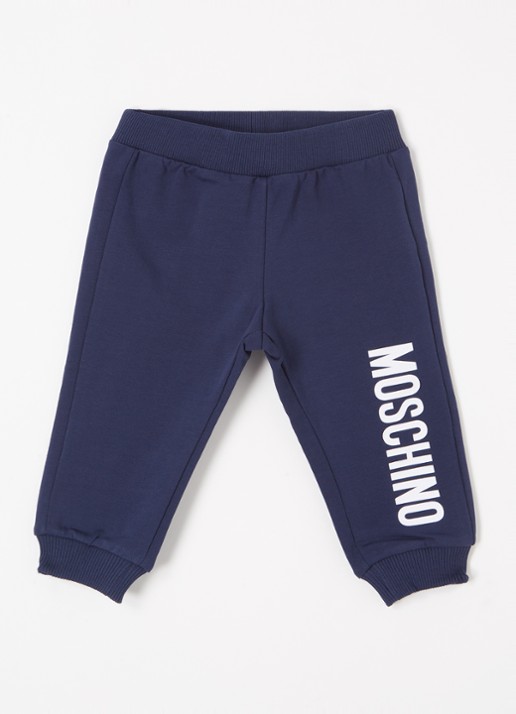 Moschino Tapered fit joggingbroek met logoprint - voorkant donkerblauw